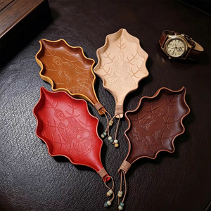 Factory Direct Handmade Custom Leather Valet Tray Genuine Pebbled Leather Desktop Organizer OEM Luxury Jewelry Keys Catchall - Product Image 1