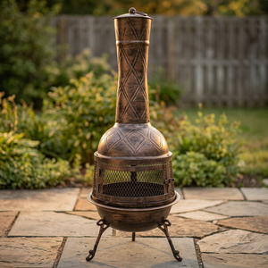 Brasero de Exterior de Cobre de Diseño Moderno y Gran Tamaño, Calentador de Patio a Gas Portátil de Lujo Premium, Acabado Choco Antiguo, Encendido Manual - Product Image 4