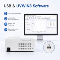 Espectrofotómetro UV-VIS Serie N2-N4, Espectrofotómetro UV-VIS de Laboratorio, Pantalla Táctil de 7 Pulgadas, Impresora Térmica Integrada, USB