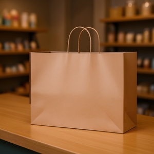 Bolsas de papel kraft marrón con asas de 16x6x12 pulgadas para fiestas, compras y uso minorista - Product Image 2