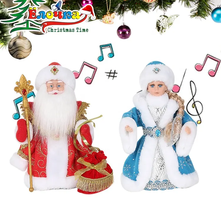 SOTE 30/40/50CM müzik rusça Ded Moroz ile elektrikli bebek hediye keseleri kırmızı noel şarkı noel baba ev dekorasyon için