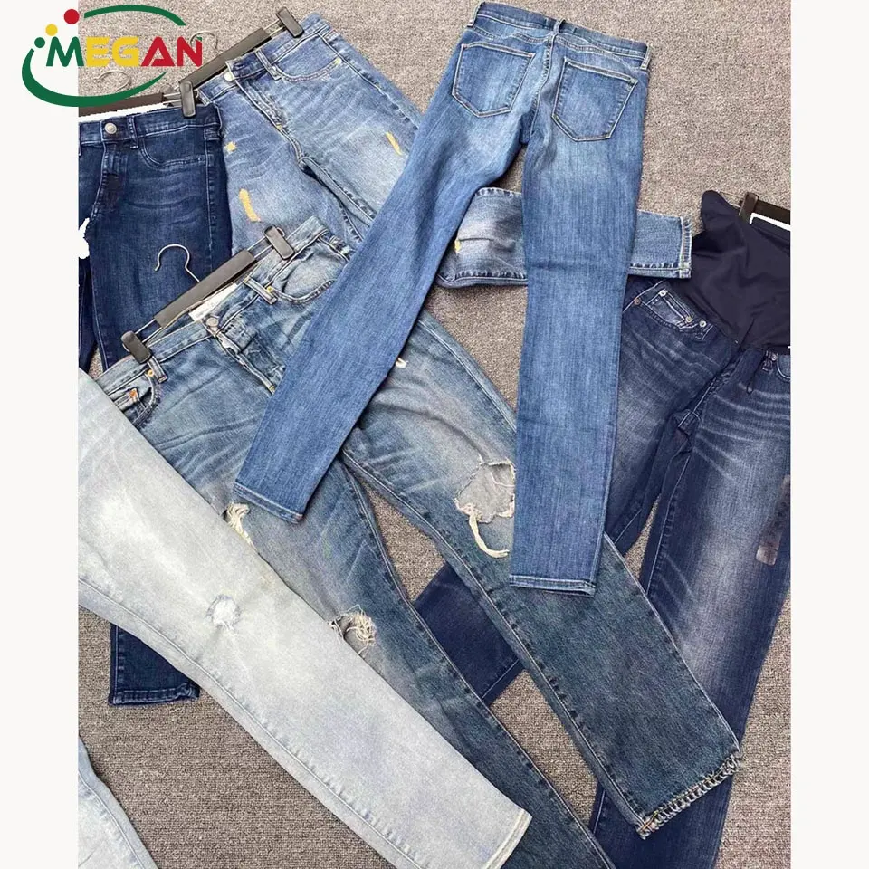 Megan Hoge Kwaliteit Tweedehandskleding Overstock Dames Skinny Gebruikte Jeans Voor Vrouwen Balen