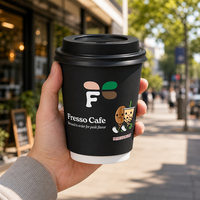 Gobelet en papier jetable pour café chaud, à paroi simple ou double, avec logo personnalisé imprimé, certifié FSC, recyclable, à paroi ondulée, 8, 12, 16, 20 oz