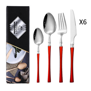 Ensemble de couverts en acier inoxydable, couteau et <span class=keywords><strong>fourchette</strong></span>, taille fine, quatre pièces - Couteau et <span class=keywords><strong>fourchette</strong></span>, ensemble de cuillères à dessert - Boîte cadeau - Product Image 5