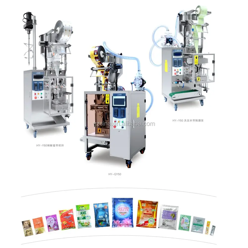China manufacturer automatic cream liquid powder sachet water oil packing and filling and packaging machine