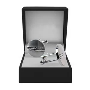 High Grade Custom Metal Black Cufflink Fashion Design Wholesale Promotion Souvenir Gift Product Category Cuff Links Tie Clips