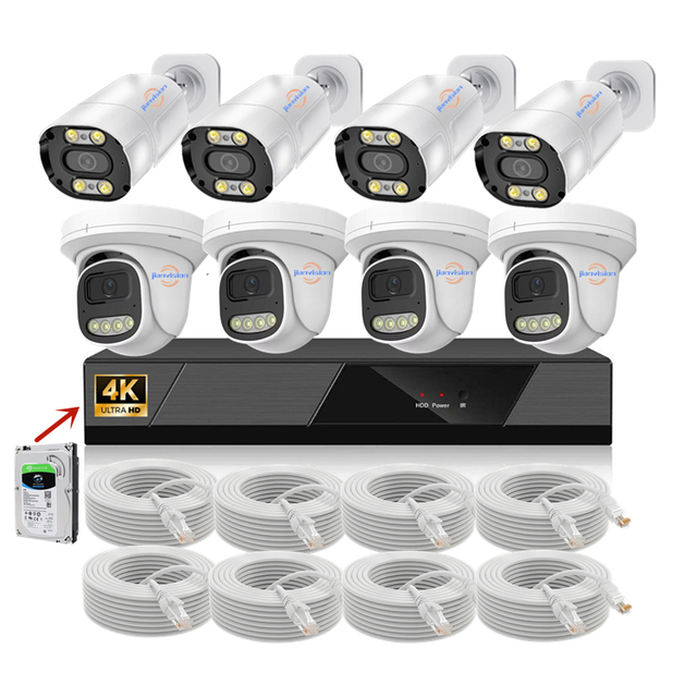 Wholesale 8MP POE IP CCTV Camera System Top 10 Quality 8-Channel Complete Metal Night Vision Wide Angle NVR Top Manufacturer