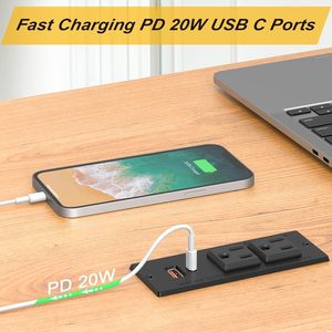 Multiprise encastrable <span class=keywords><strong>de</strong></span> bureau US <span class=keywords><strong>de</strong></span> 1,8 m avec deux prises CA et ports USB-C/A PD pour la maison - Product Image 5