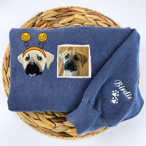 Portrait de chien brodé personnalisé pour <span class=keywords><strong>femme</strong></span> avec sweat à capuche ou sweat-shirt chapeau de sorcière Halloween - Product Image 4