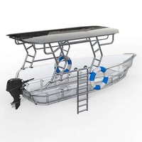 Kayak transparent Meierya durable pour 6 personnes, en matériau PC, fond transparent, anti-rayures, longueur de 3,1 à 4 m pour les lacs et les rivières, garantie 1 an