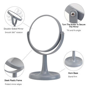 Uso del dormitorio del baño 360 grados. <span class=keywords><strong>Espejo</strong></span> <span class=keywords><strong>de</strong></span> <span class=keywords><strong>maquillaje</strong></span> <span class=keywords><strong>de</strong></span> plástico <span class=keywords><strong>de</strong></span> dos caras, mesa <span class=keywords><strong>de</strong></span> <span class=keywords><strong>pie</strong></span> alta, espejos cosméticos <span class=keywords><strong>de</strong></span> <span class=keywords><strong>pie</strong></span> - Product Image 3