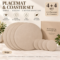 Tapis personnalisés écologiques chauffants modernes en cuir PU crème à motifs floraux, diamètre 35 cm, antidérapants, légers, imperméables et résistants à l'huile