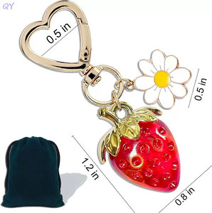 QY Gradient Strawberry Daisy Keychain Heart Hook <b>Bag</b> Pendant Gift Girls Women Backpack Fashion <b>Accessory</b> - Product Image 5