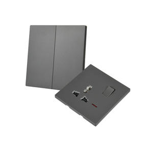 โรงงาน BIHU <span class=keywords><strong>ราคา</strong></span>โรงงาน ดีไซน์ใหม่ สีเงิน <span class=keywords><strong>แผ่น</strong></span>ติดผนังพลาสติกทันสมัย ปลั๊กไฟติด<span class=keywords><strong>ผนัง</strong></span> 16A 250V พร้อมไฟ LED แสดงสถานะ สวิตช์ปุ่มใหญ่ ซ็อกเก็ต IP20 - Product Image 2