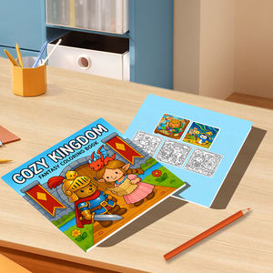 Libro da colorare "regno accogliente" a tema principessa e cavaliere, libro da colorare Fantasy con castello, drago e simpatici personaggi - Product Image 6