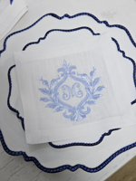 Serviettes de cocktail en lin personnalisées avec initiales brodées, serviettes de mariage faites à la main, écologiques