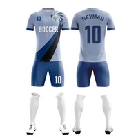 Setelan Sepak Bola Polyester Sublimasi Ukuran Besar, Bernapas, Cepat Kering, untuk Mahasiswa, Setelan Olahraga Pendek Pria Wanita