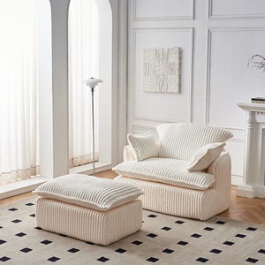 <b>Modern</b> Modular Upholstered Square <b>Sofa</b> Ottoman Durable Fabric One Seat Sponge Cushion Back Armless Bedroom Apartment Living - Product Image 3