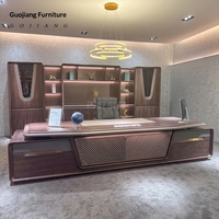 Ensemble bureau et chaise de direction haut de gamme en bois avec serrure à empreinte digitale et lampe pour usage commercial
