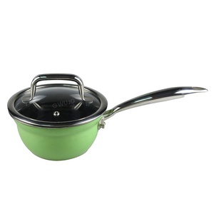 Casserole en <span class=keywords><strong>acier</strong></span> inoxydable 430 16cm marmite à lait en émail en <span class=keywords><strong>acier</strong></span> inoxydable avec couvercle en verre - Product Image 1