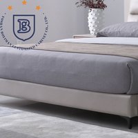 Lit double en bois massif de style moderne avec cadre en bois de bouleau russe et tissu haute densité pour mobilier de chambre