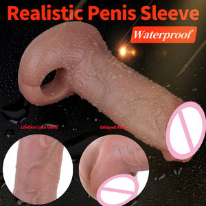 Manchon de pénis double densité de 6.5 pouces manchon d'extension de pénis réaliste et doux pour homme manchon de bite extensible grandeur nature pour Couple 18 + - Product Image 3