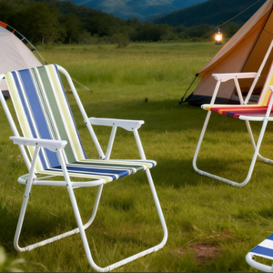 Sillas de Playa Plegables de Metal Modernas, Cómodas y de Alta Calidad para Exteriores, Sillas de Playa Portátiles para Acampar - Product Image 1