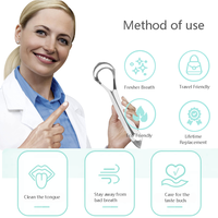 Outil de nettoyage buccal réutilisable double face pour les dents, 100% en acier inoxydable, détachant de taches, gratte-langue en 3 pièces