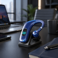 Headset Satu Telinga DS989 Earphone Nirkabel dengan Pengait Telinga AAC untuk Panggilan Kantor Bisnis 5.2, Menjawab Panggilan, Daya Tahan Baterai Ultra-Lama