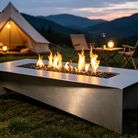 Brasero d'extérieur en acier Corten robuste pour gaz naturel, grande table à bois combustible, bol à feu rectangulaire moderne, garantie 5 ans