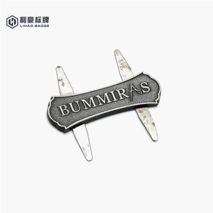 Antique Bạc sandblasted kim loại đồ nội thất huy hiệu sofa Đăng tấm với Đen Nickel mạ và kim loại Clip - Product Image 2
