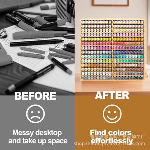 Wooden Desktop Marker Storage <b>Box</b> Multi Layer Square <b>Pen</b> Holder For Art Supplies - Product Image 1