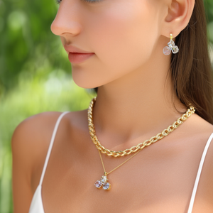Collier en cristal, acier inoxydable 316L, plaqué or PVD, pendentif durable et résistant, bijoux - Product Image 3