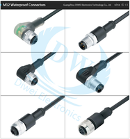 2 3 4 5 6 8 12 17 Pin a B D Xcode Kabel Tahan Air Pria Wanita IP67 Cetakan Lurus Sinyal Panel Mount Konektor M12