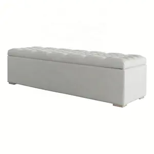 Europäische Vintage antike Holz reine Leinen Polster Trunk Tufted Blanket Box Lagerung Bett End Hocker Ottomane für Salon Schlafzimmer