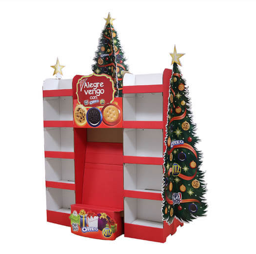 Apache Custom Christmas Day Cardboard Display Stand Supermarket Corrugated Cardboard Display Stand for Festival — view 2