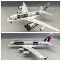 47CM A380 Qatar Led Version Modèle d'avion en résine avec train d'atterrissage LED Lumières 1:160 Échelle Vue intérieure en gros