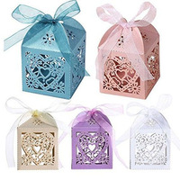 Boîtes carrées de dragées de bonbons de croisement gaufrage mat stratification pour la douche de bébé baptême anniversaire mariage décoration ange boîte-cadeau