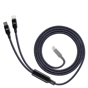 Cable de carga tipo C a 2 puertos tipo C, 1,2 m, trenzado de nailon, carga rápida para teléfono y portátil - Product Image 3