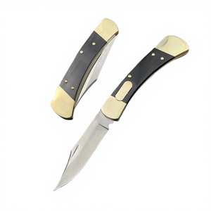 Navaja de Bolsillo Plegable TJ1100 de Alta Calidad con Mango de Cobre, Hoja de Acero con Alto Contenido de Carbono, Punta de Clip, Borde Plano, 6 Pulgadas, para Caza y Actividades al Aire Libre - Product Image 3