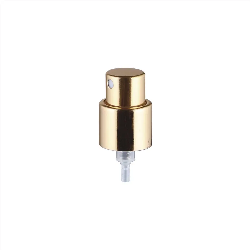 shiny gold fea15mm refillable crimpless spray pump collar for perfume bottle with gold aluminum perfume cap