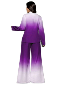KY Gradient Jacket Work Suits Set <span class=keywords><strong>para</strong></span> mujer Flare Leg Pantalones <span class=keywords><strong>formales</strong></span> <span class=keywords><strong>para</strong></span> damas - Product Image 5