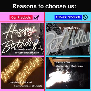 Personnalisé 16 Styles Led Néons Joyeux Anniversaire Enseigne <span class=keywords><strong>Au</strong></span> Néon En Acrylique Transparent Pour Intérieur Fête D'anniversaire De Mariage - Product Image 5