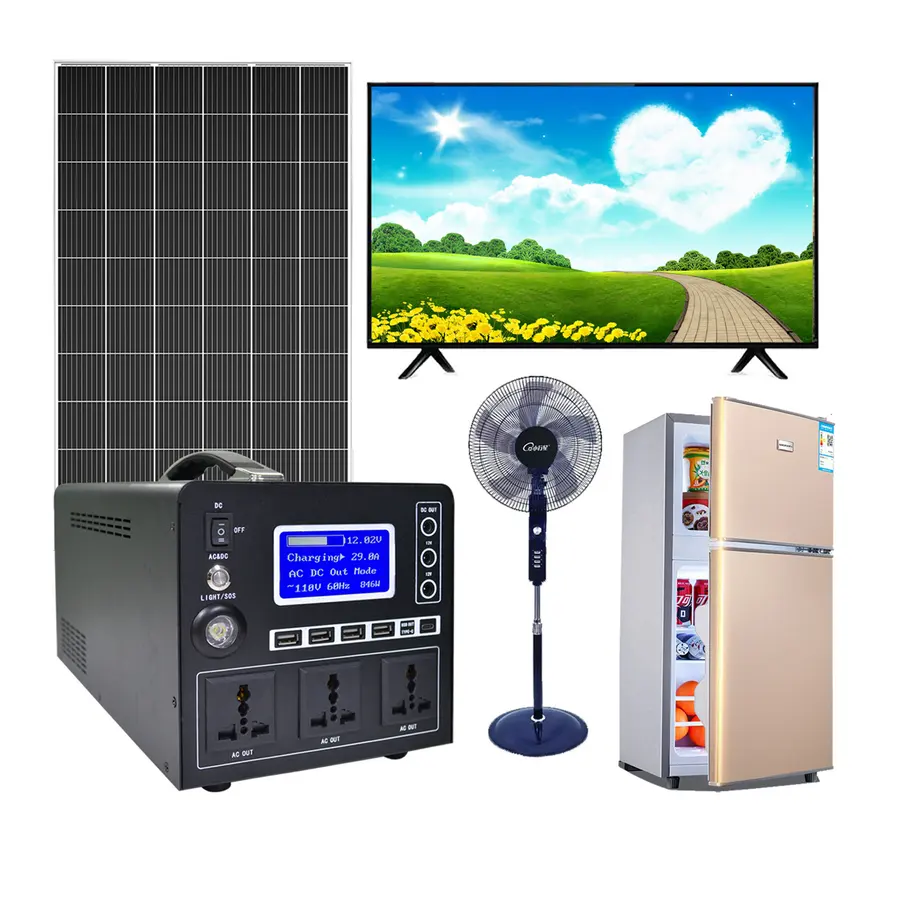 off grid solar power system 100W Panel 65AH Battery 500W Inverter Solar System for Home Lighting TV Computer Fan