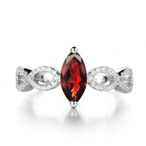 Anillo de Piedra Preciosa Natural con Forma de Marquesa, Anillo de Plata de Ley 925, Anillo de Declaración para Mujer, Chapado en Oro de 10K y 18K - Product Image 1