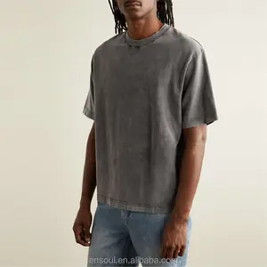 도매 산 세척 두꺼운 코튼 300 Gsm 드롭 어깨 빈 특대 Streetwear 헤비급 사용자 정의 티셔츠