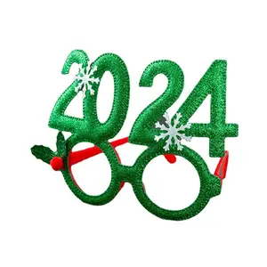 2024亮粉色圣诞眼镜装饰眼镜架家居装饰产品新年礼物