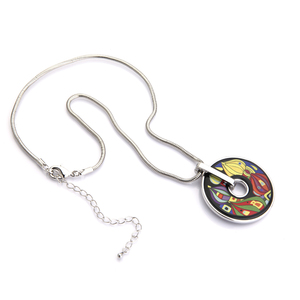 Bohemia màu xoay vòng mặt dây chuyền vòng cổ điển rắn chuỗi dân tộc óng ánh in Nhựa tuyên bố trừu tượng đồ trang sức - Product Image 5