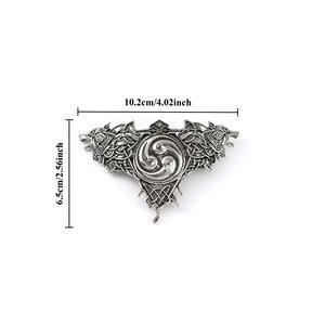 Pinza para el pelo vikinga nórdica celta con doble cabeza de lobo y trébol noruego, accesorio retro nórdico para el cabello - Product Image 2