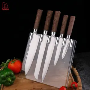 专业现代刀菜刀5件套厨师用亚克力刀架